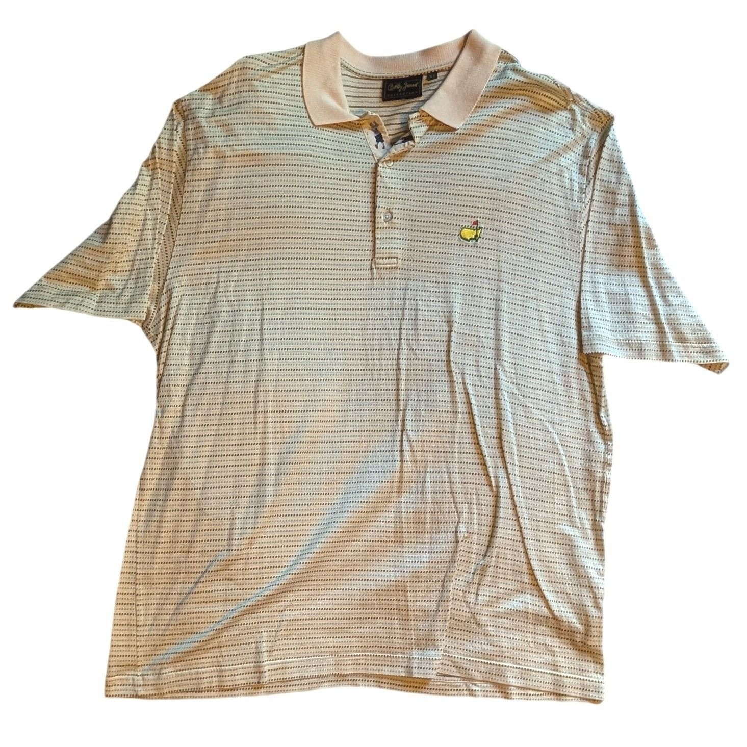 Bobby Jones Collection Masters Tournament Golf Polo Shirt Mens Xl Tan Striped